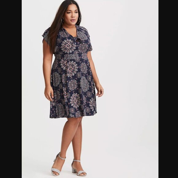 Torrid Mini Challis Tie-Front Dress 2 - Picture 3 of 5